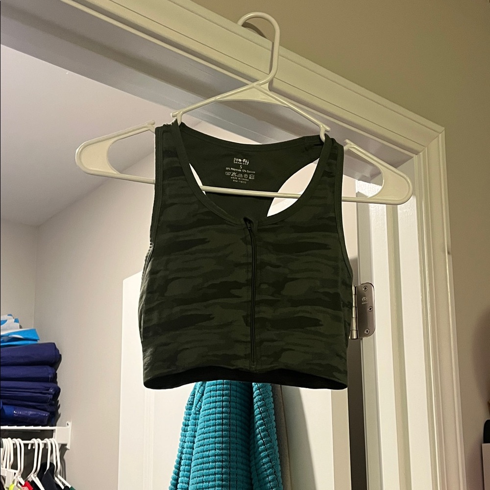 Trendy Olive Camo Crop Top - Picture 1 of 1